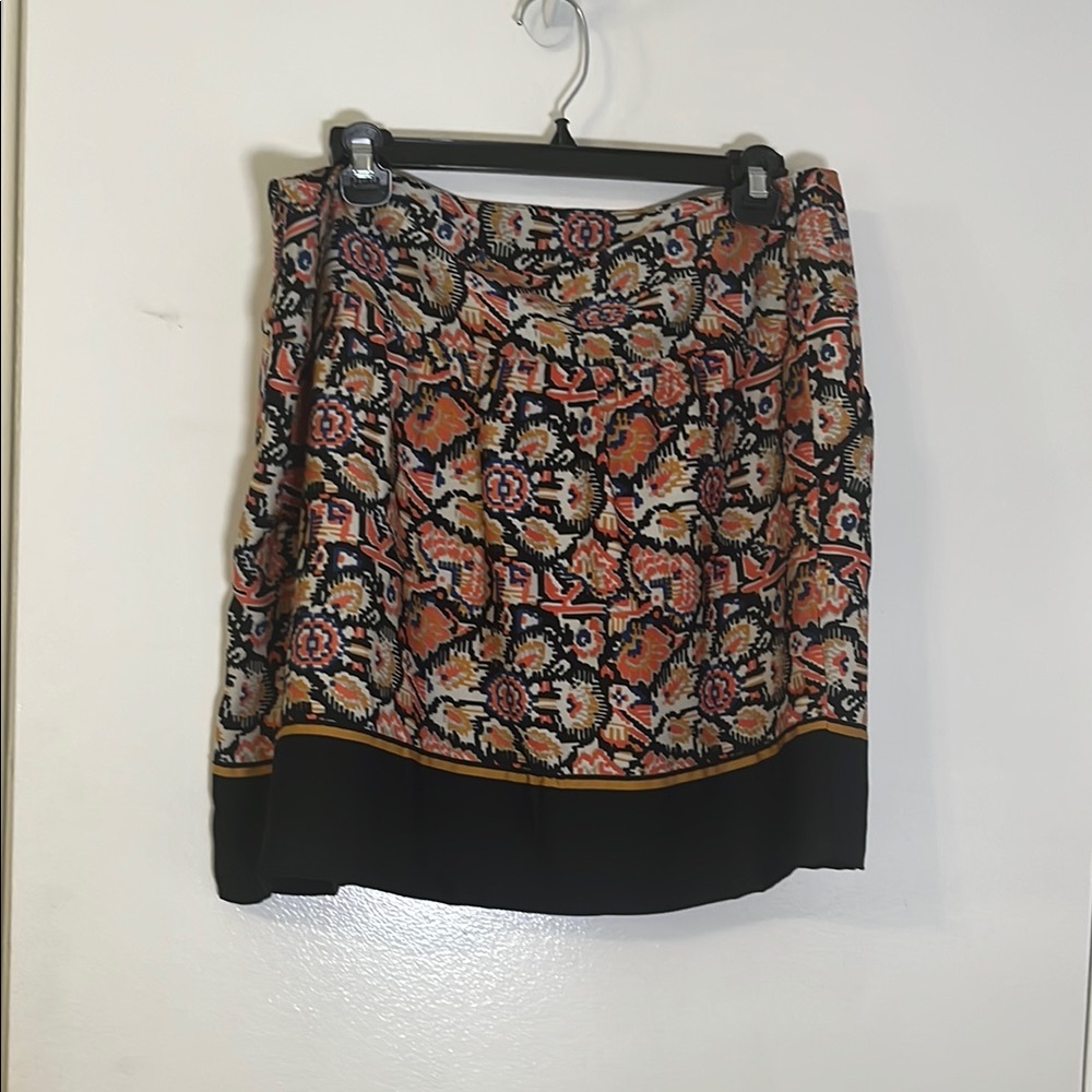 Dalia Collection Black and Orange Patterned Mini Skirt